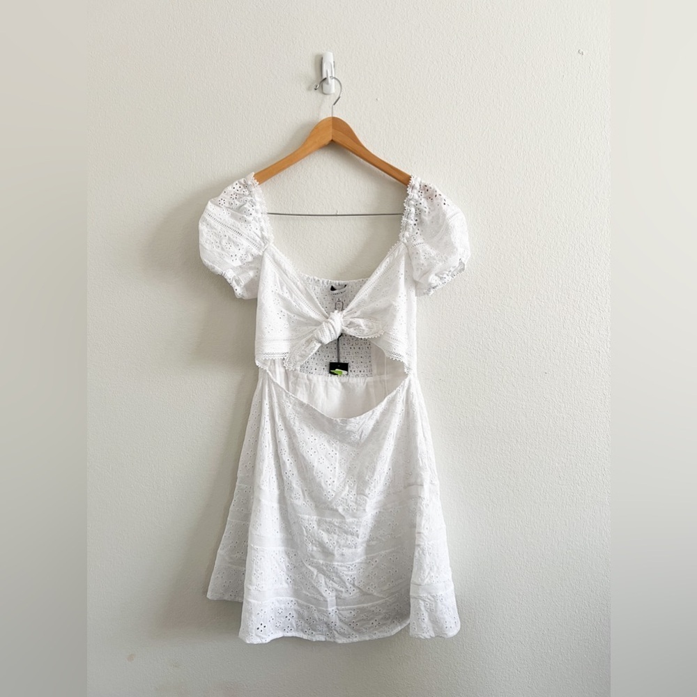 Gianni Bini White Tie Front Eyelet Dress